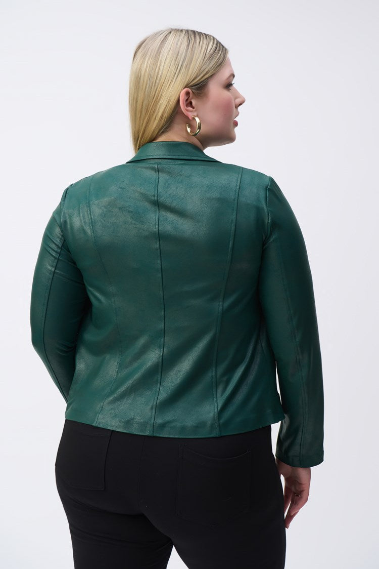 Joseph Ribkoff - Foiled Knit Moto Jacket - 243905 - Absolute Green