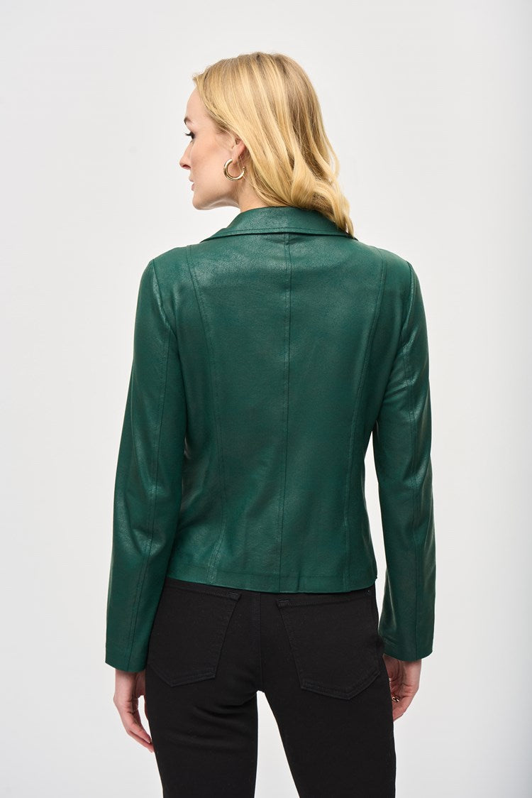 Joseph Ribkoff - Foiled Knit Moto Jacket - 243905 - Absolute Green