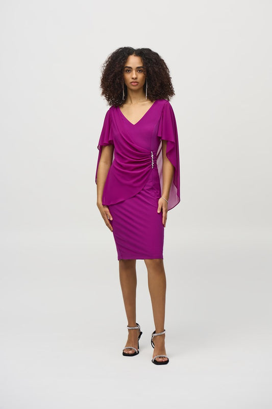 Joseph Ribkoff - Silky Knit and Chiffon Sheath Dress - 244017 - Empress