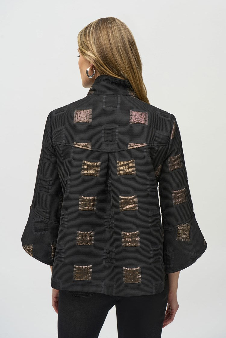 Joseph Ribkoff - Lurex Jacquard Trapeze Jacket - 244205 - Black/Gold