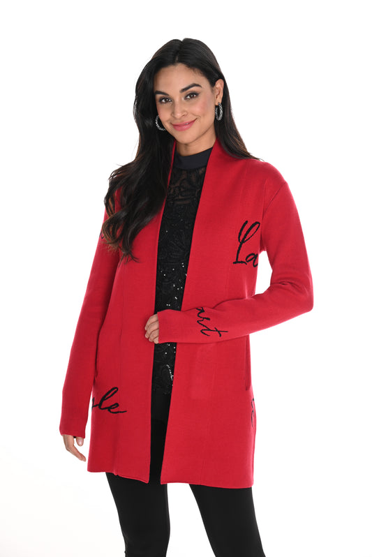 Frank Lyman - Casual Long Sleeve Cardigan - 244697 - Red/Black