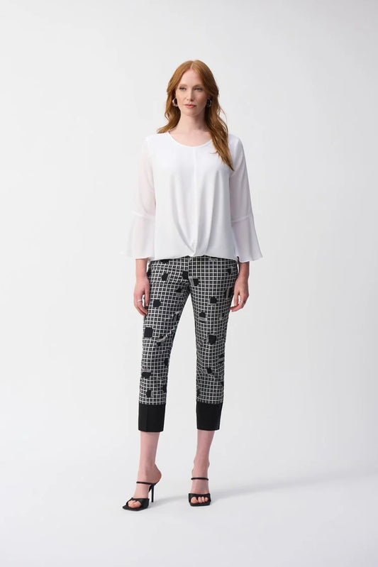 Joseph Ribkoff - Millennium Plaid and Dot Print Crop Pants - 251210 - Black/White