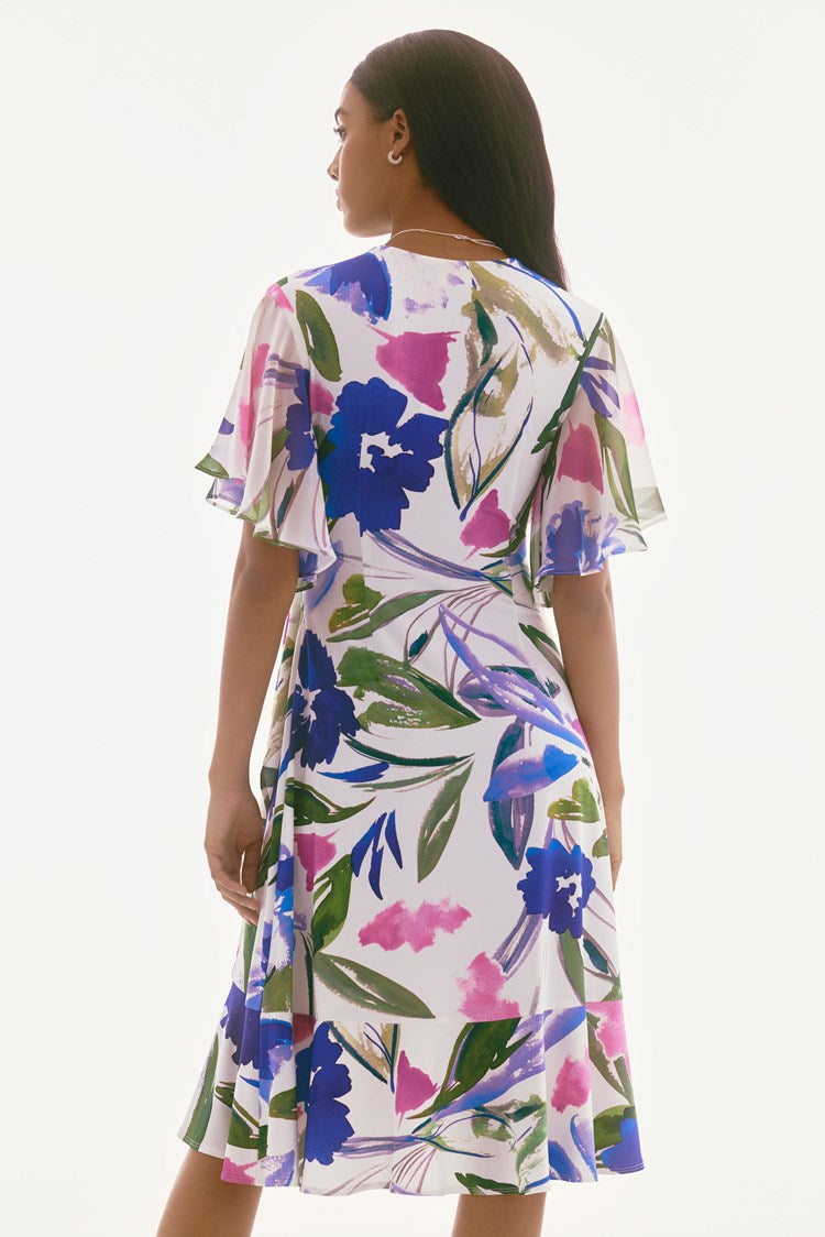 Joseph Ribkoff - Silky Knit & Chiffon Floral Wrap Dress - 251707