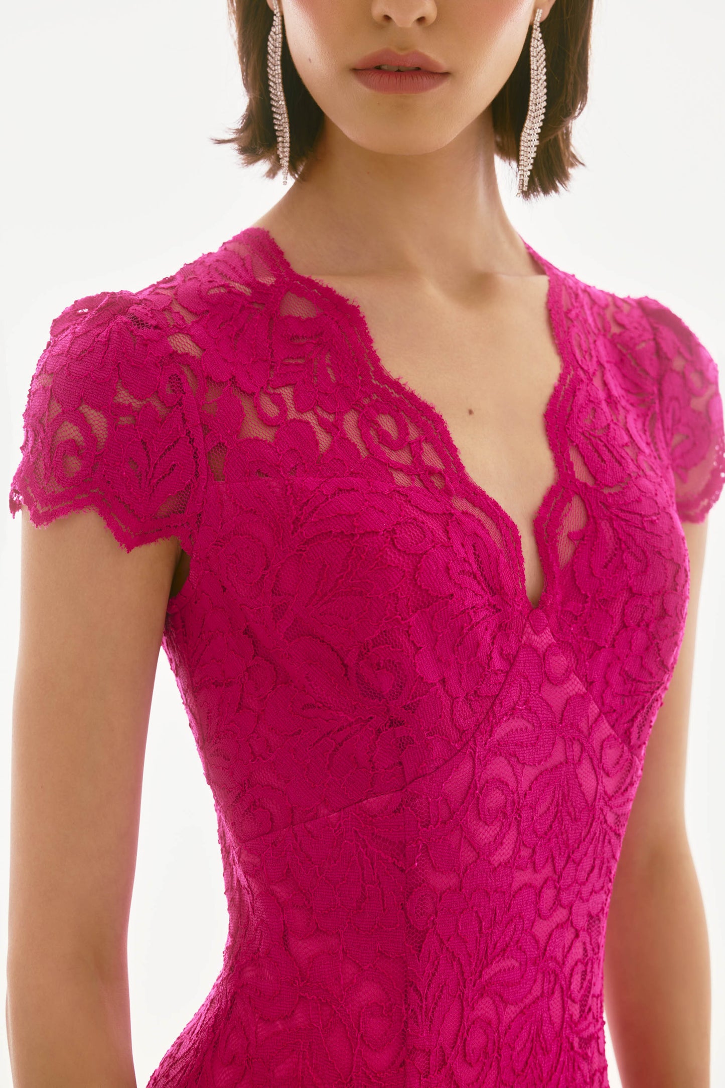 Joseph Ribkoff - Signature | Stretch Lace Trumpet Dress - 251714 - Geranium