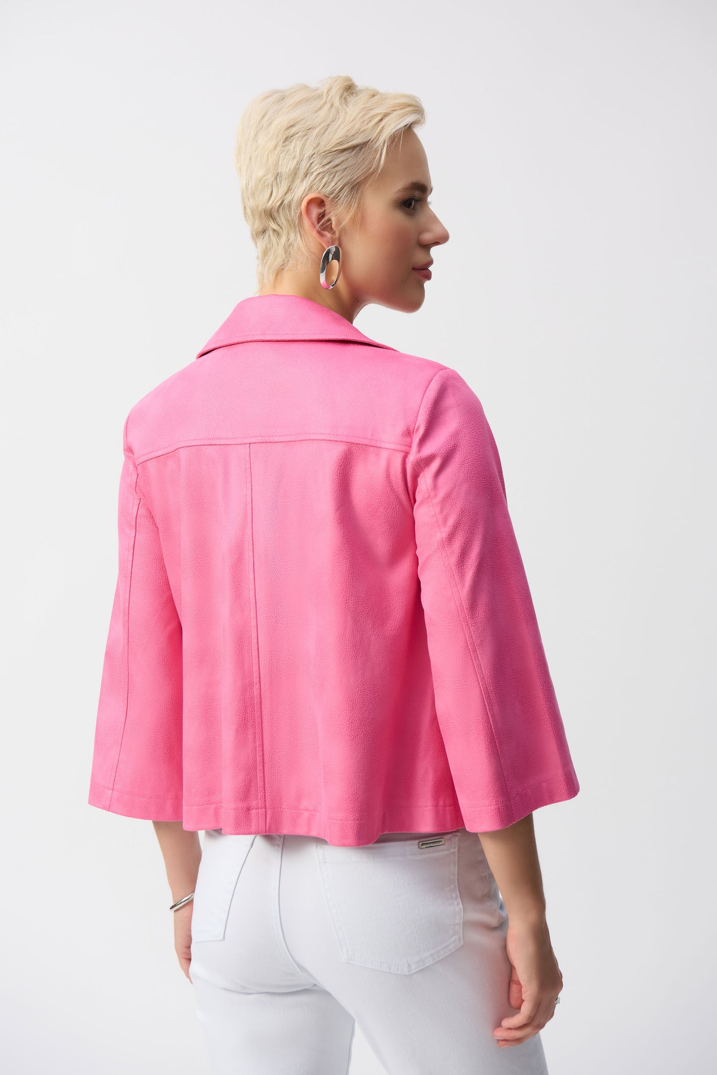 Joseph Ribkoff - Foiled Faux Suede Swing Jacket - 251908 - Bubblegum