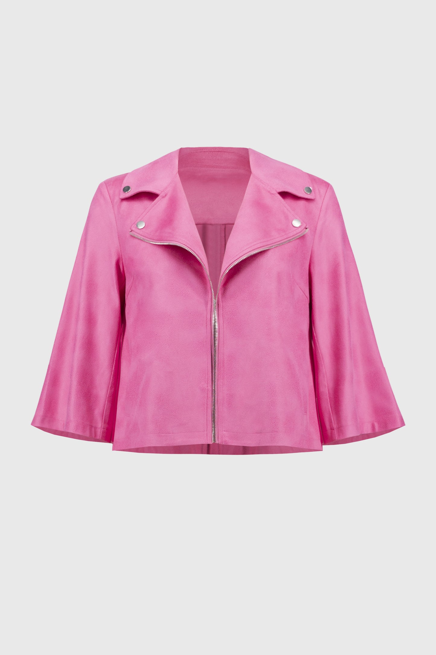 Joseph Ribkoff - Foiled Faux Suede Swing Jacket - 251908 - Bubblegum