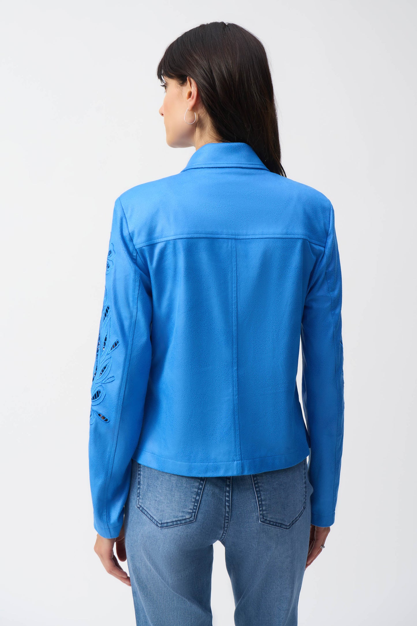 Joseph ribkoff - Foiled Faux-Suede Moto Jacket - 251936 - Coastal Blue