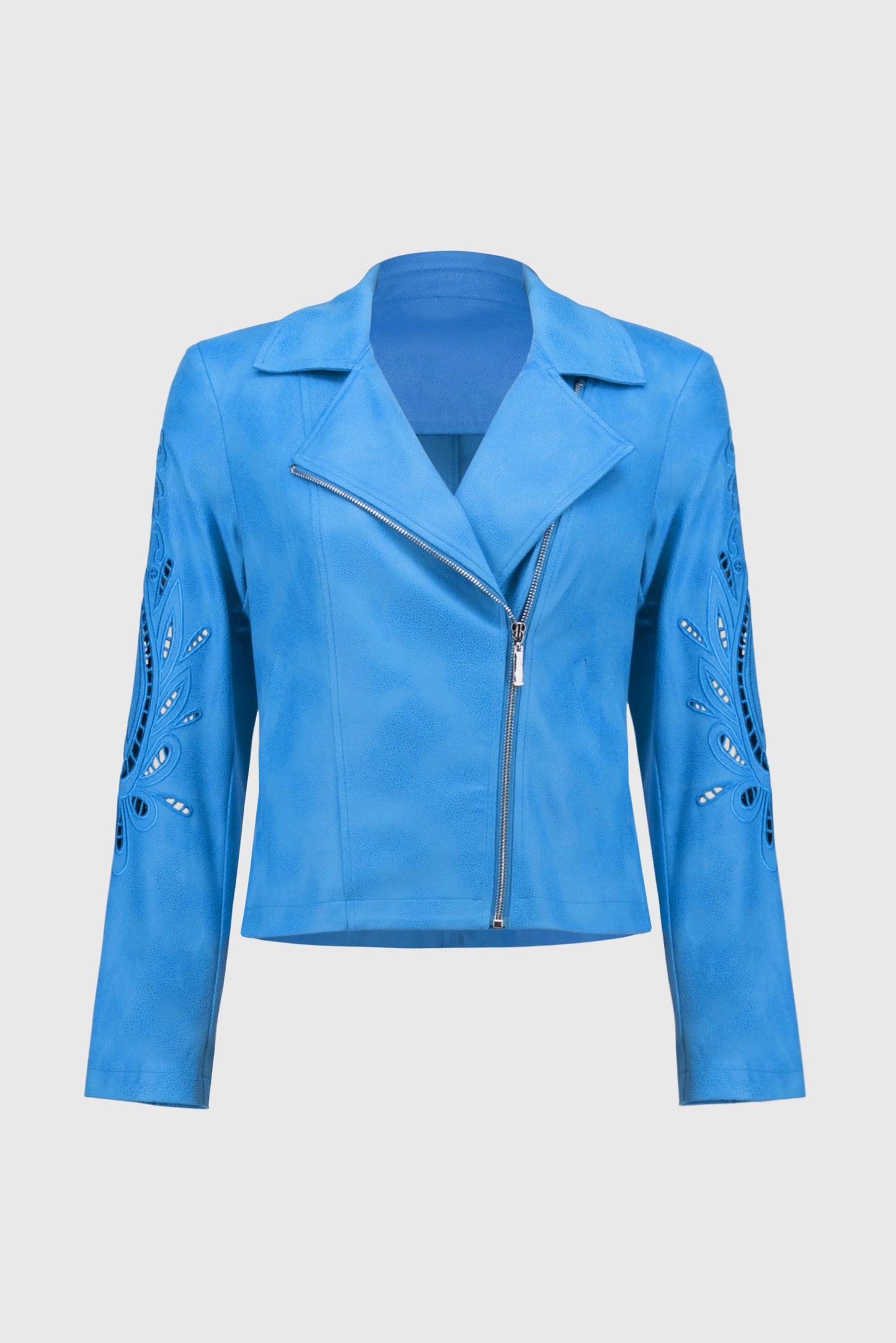 Joseph ribkoff - Foiled Faux-Suede Moto Jacket - 251936 - Coastal Blue