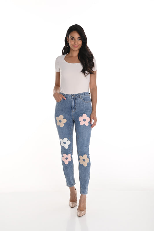 Frank Lyman - Floral Embroidered Skinny Jeans - 256842u