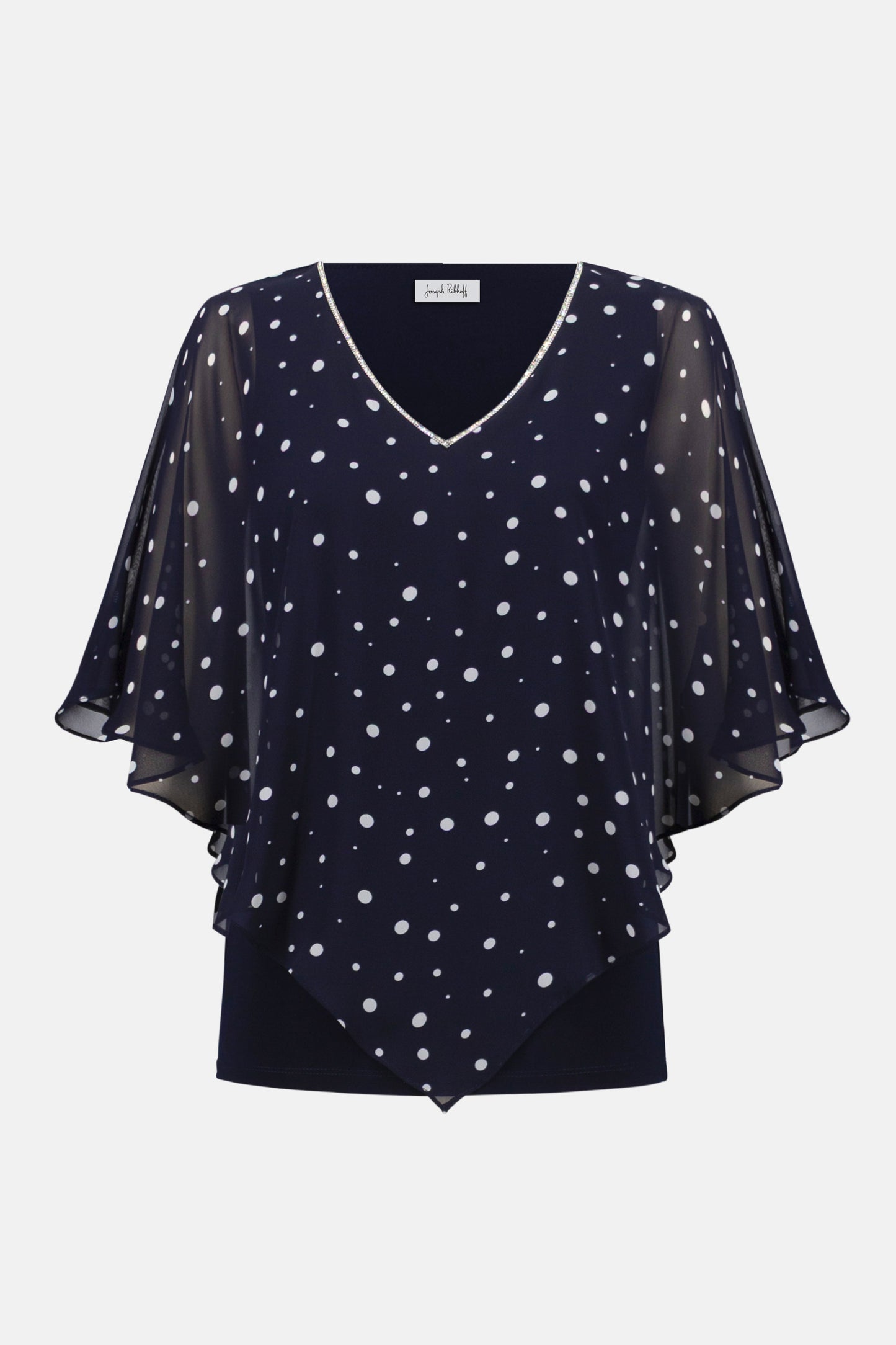 Dot Poncho Top with Rhinestone Trim