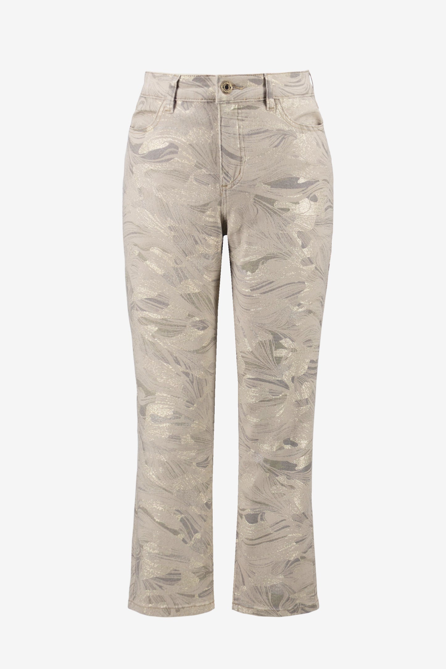 Metallic Abstract Print Jeans - Gold
