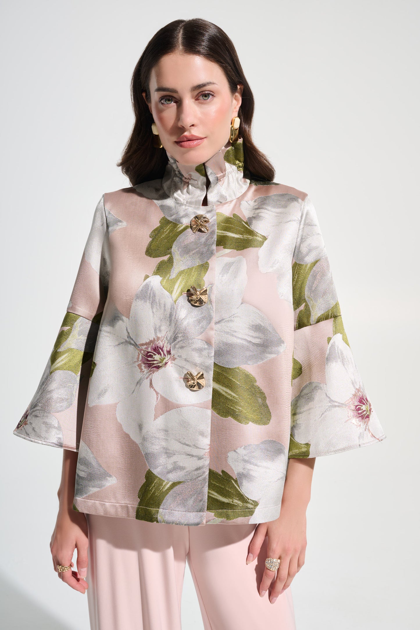 Floral Jacquard Trapeze Jacket