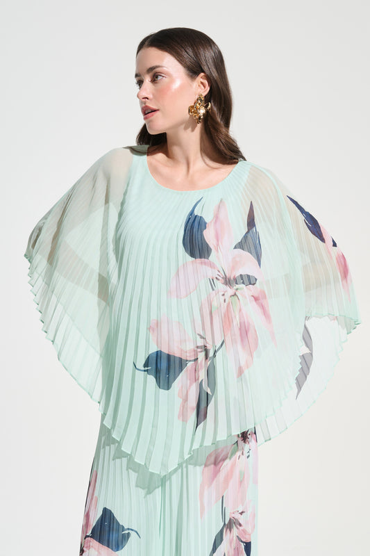 Pleated Chiffon Overlay Top