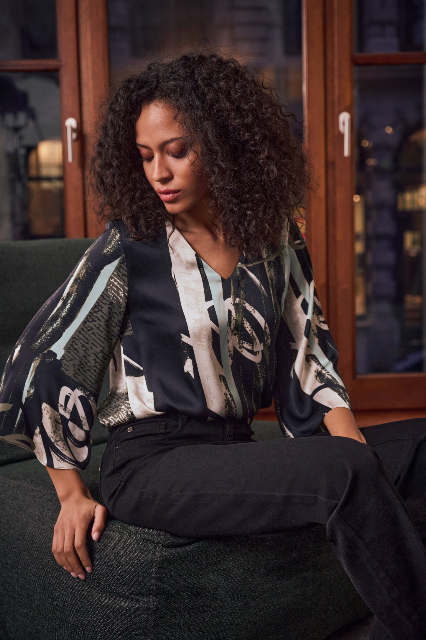 Satin Abstract Boxy Top