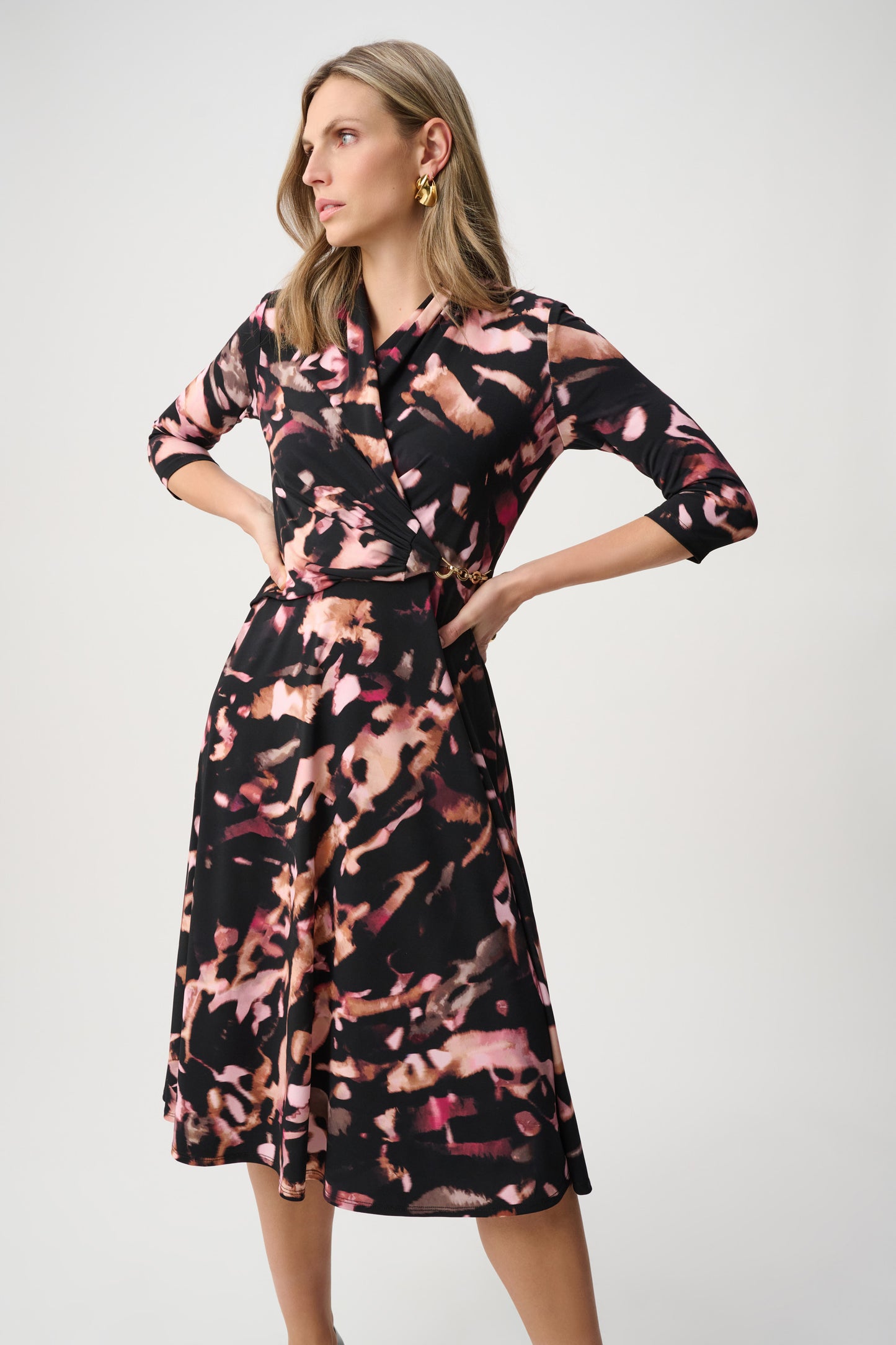 Printed Silky Knit Fit and Flare Dress