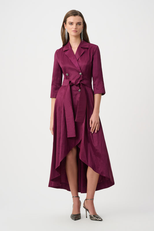 Taffeta Fit and Flare Wrap Dress