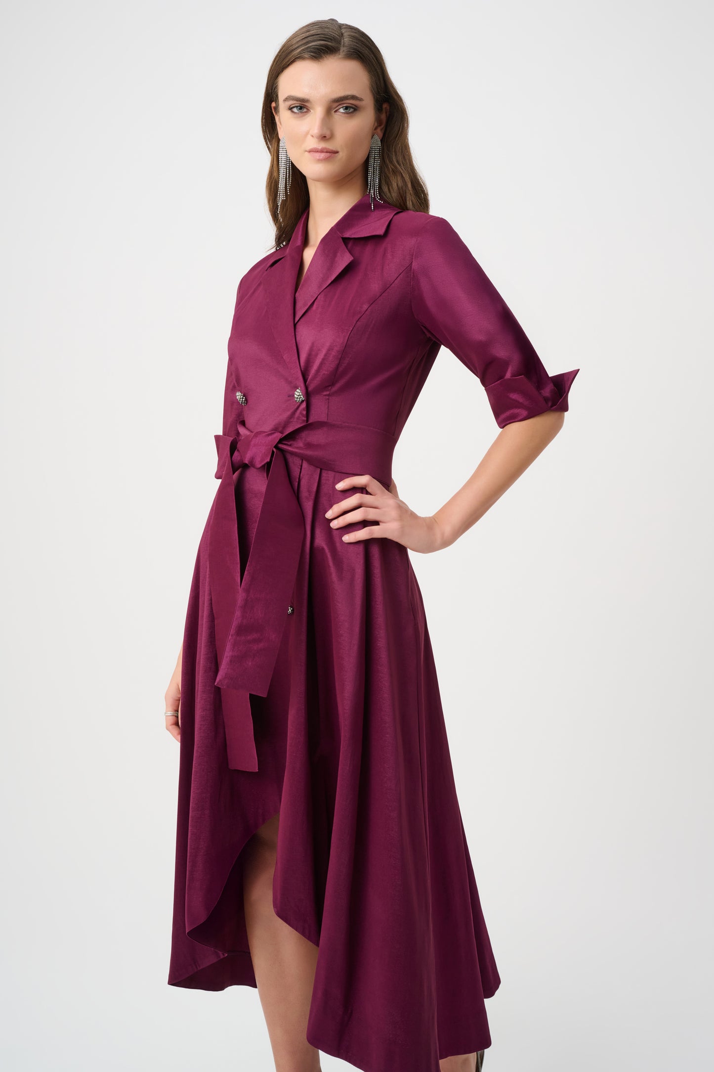 Taffeta Fit and Flare Wrap Dress