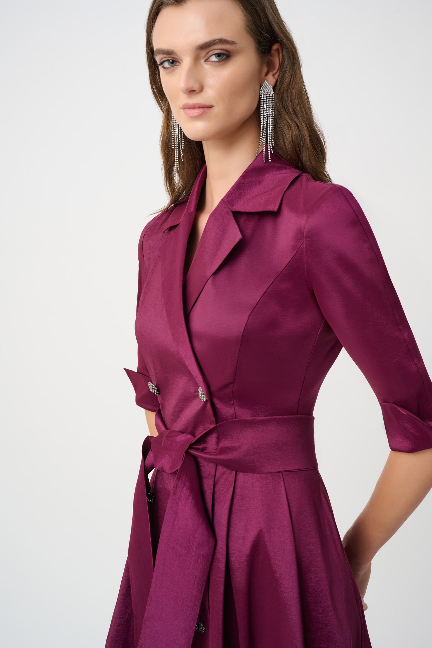 Taffeta Fit and Flare Wrap Dress
