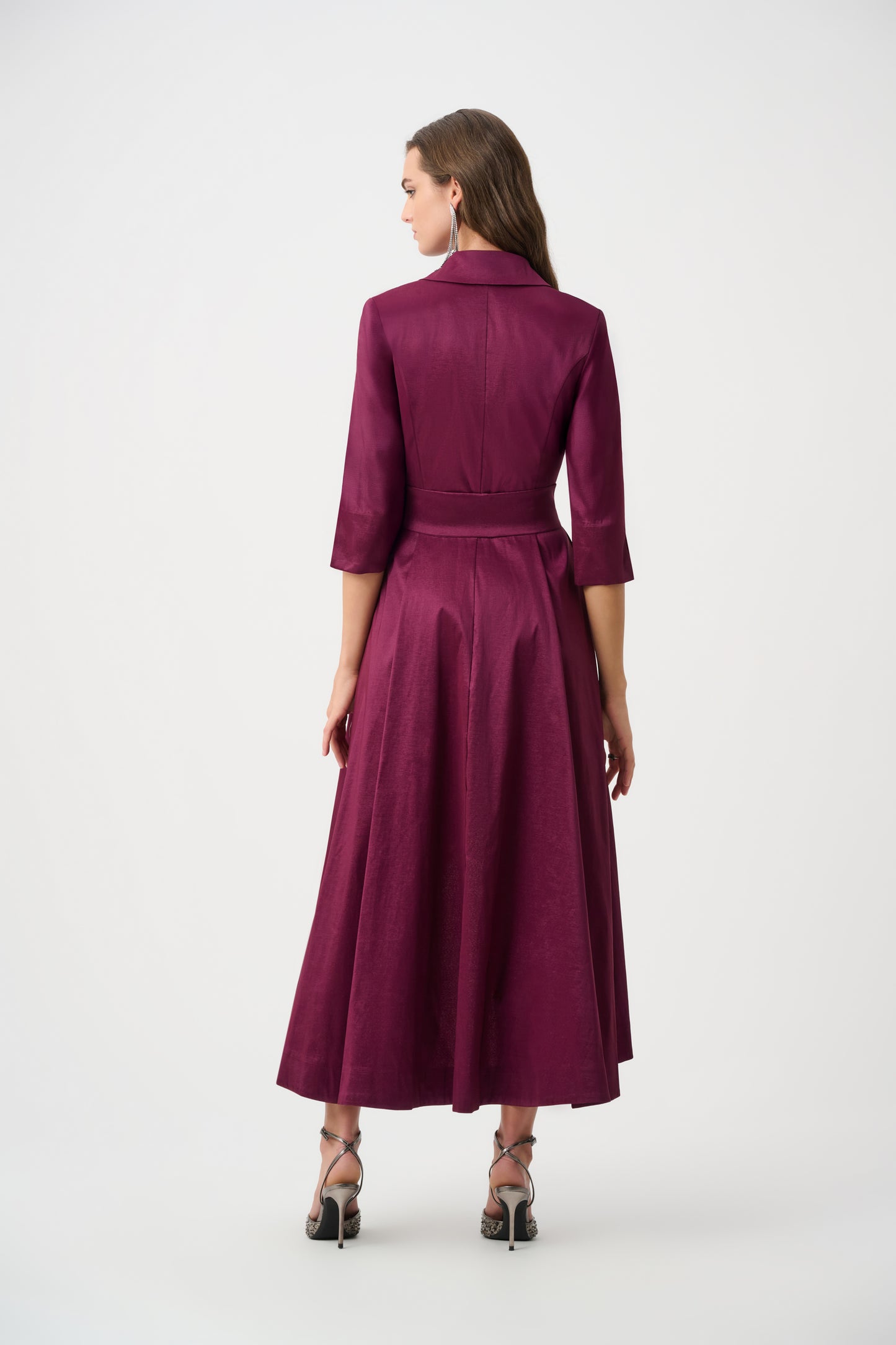 Taffeta Fit and Flare Wrap Dress