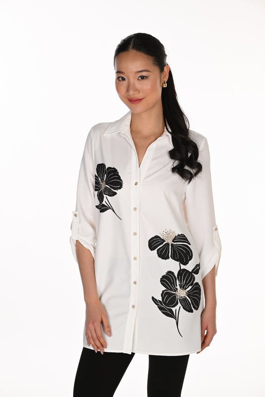 Embellished Flower Blouse