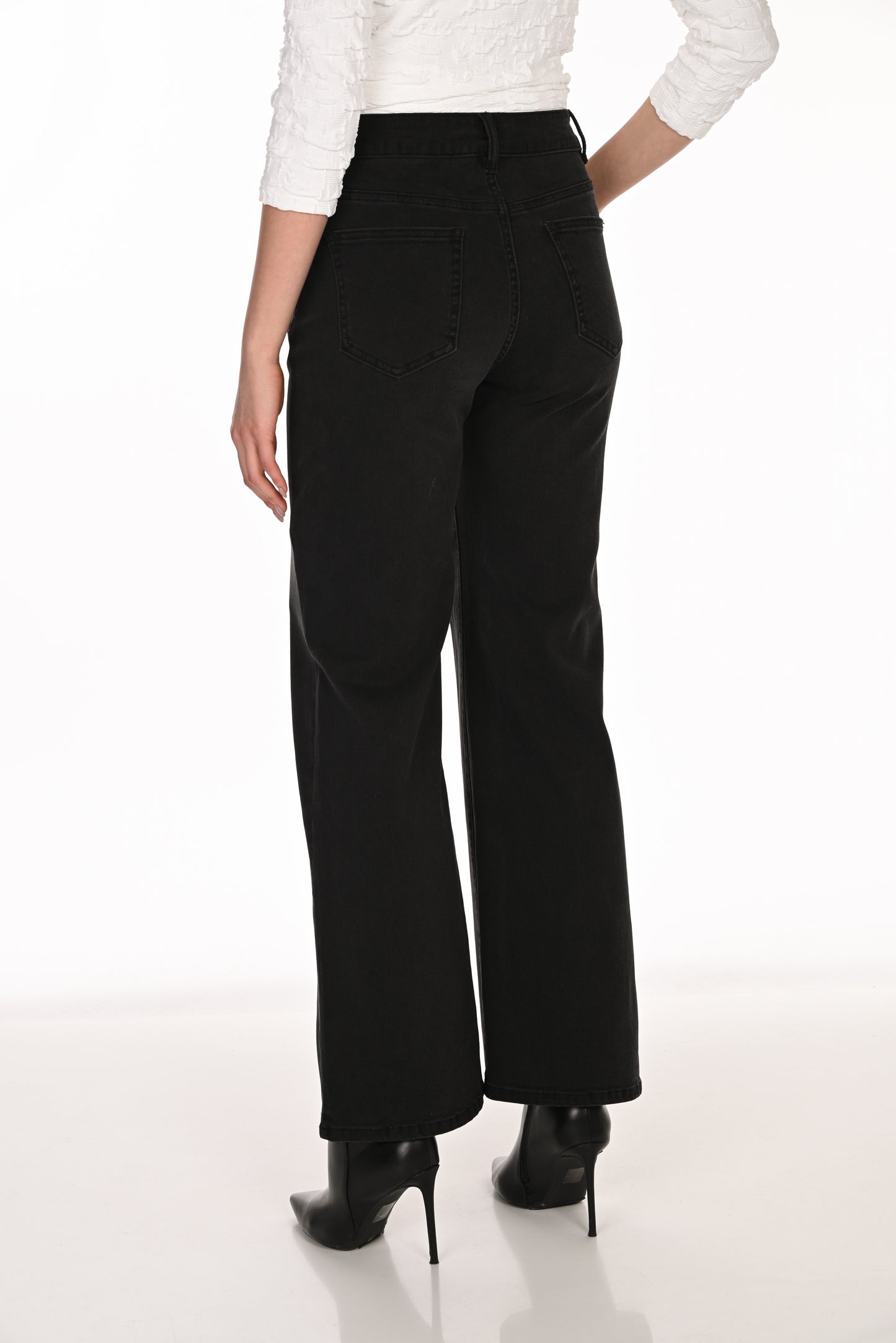 Rhinestone Button Jeans - Charcoal