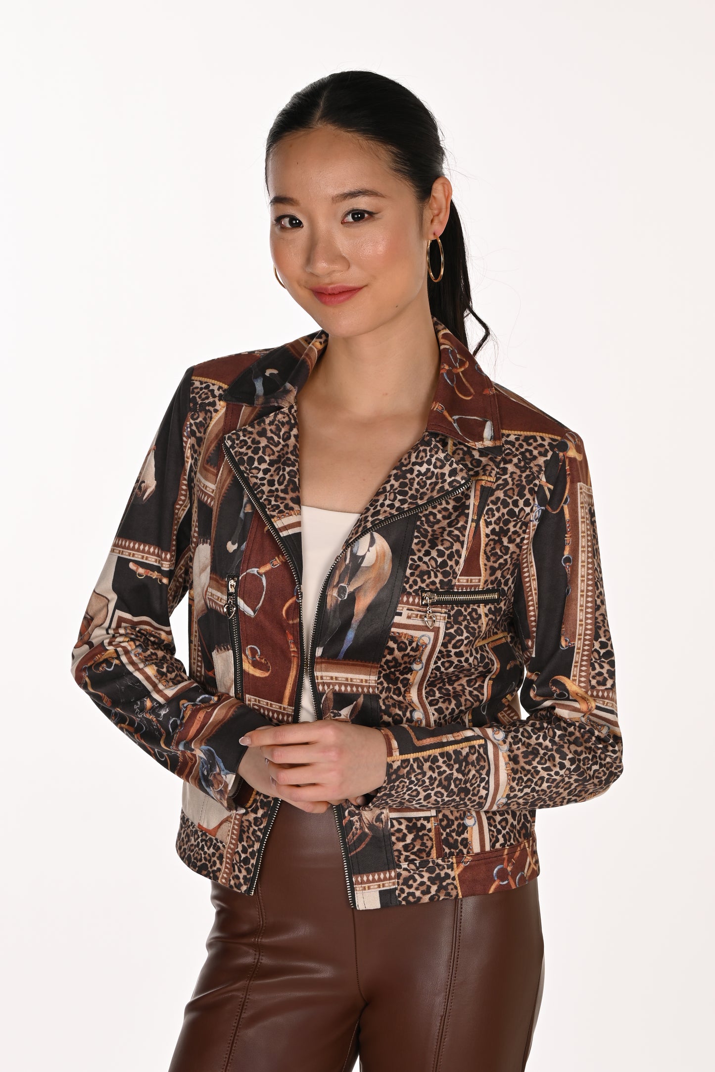 Fitted Jacket in Patchwork Print