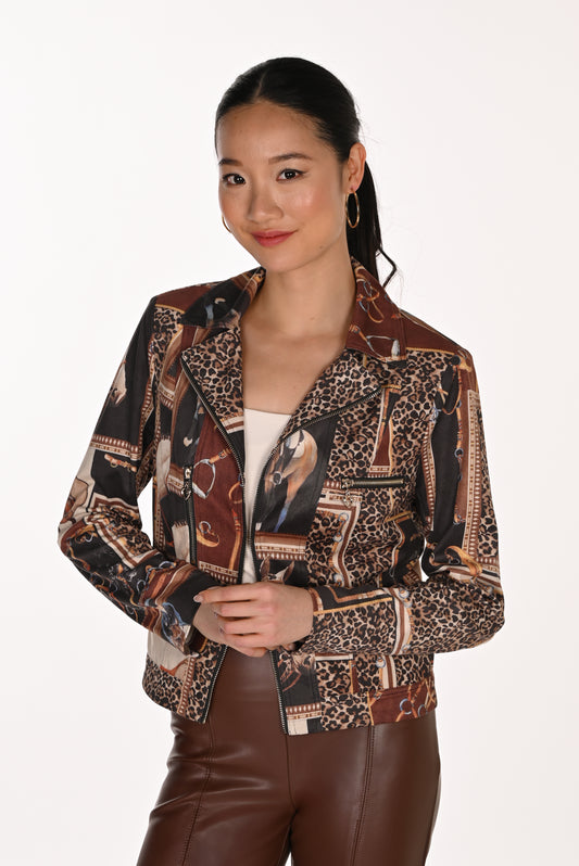 Fitted Jacket in Patchwork Print