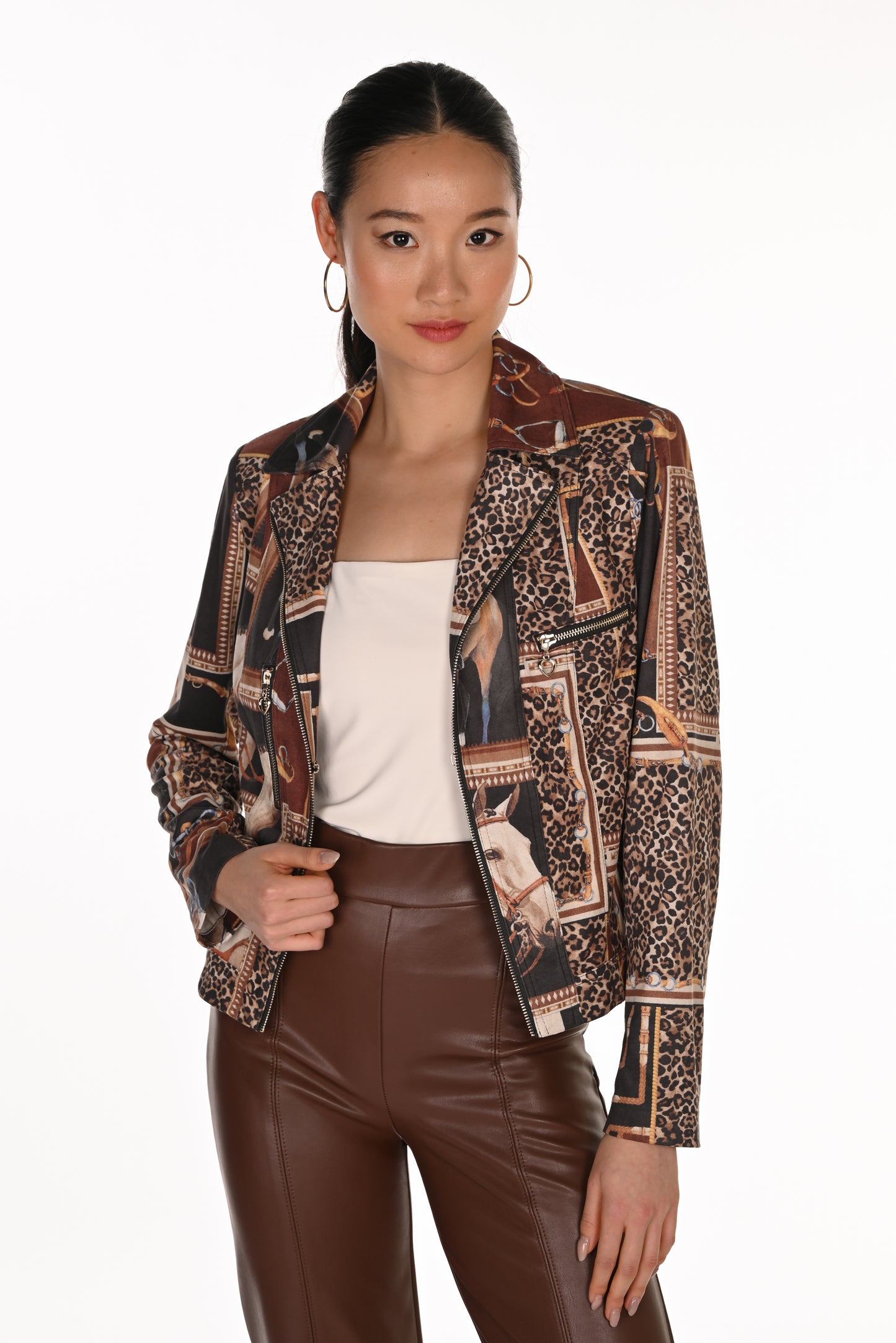 Fitted Jacket in Patchwork Print