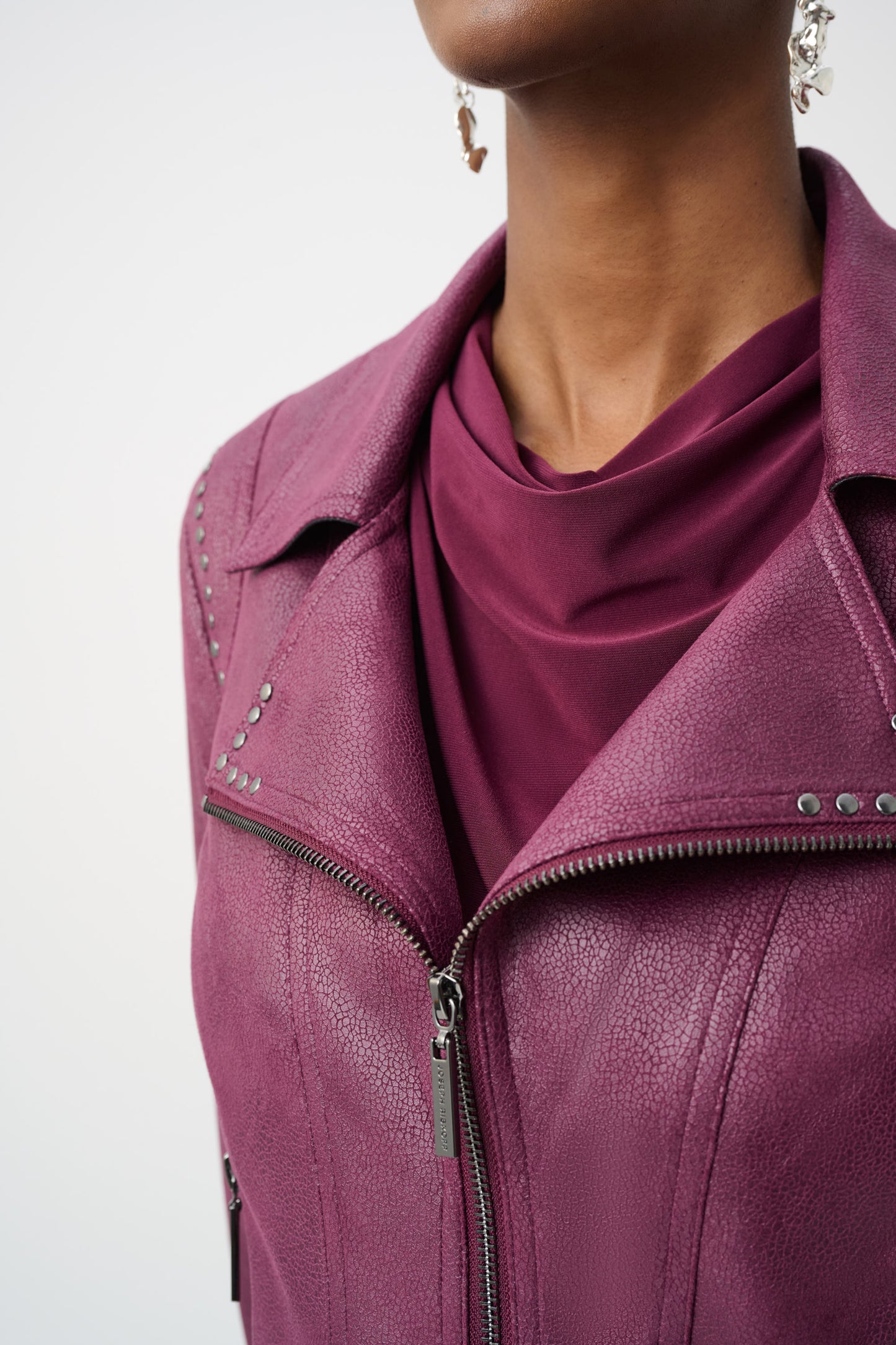 Faux Suede Fitted Jacket in Elderberry