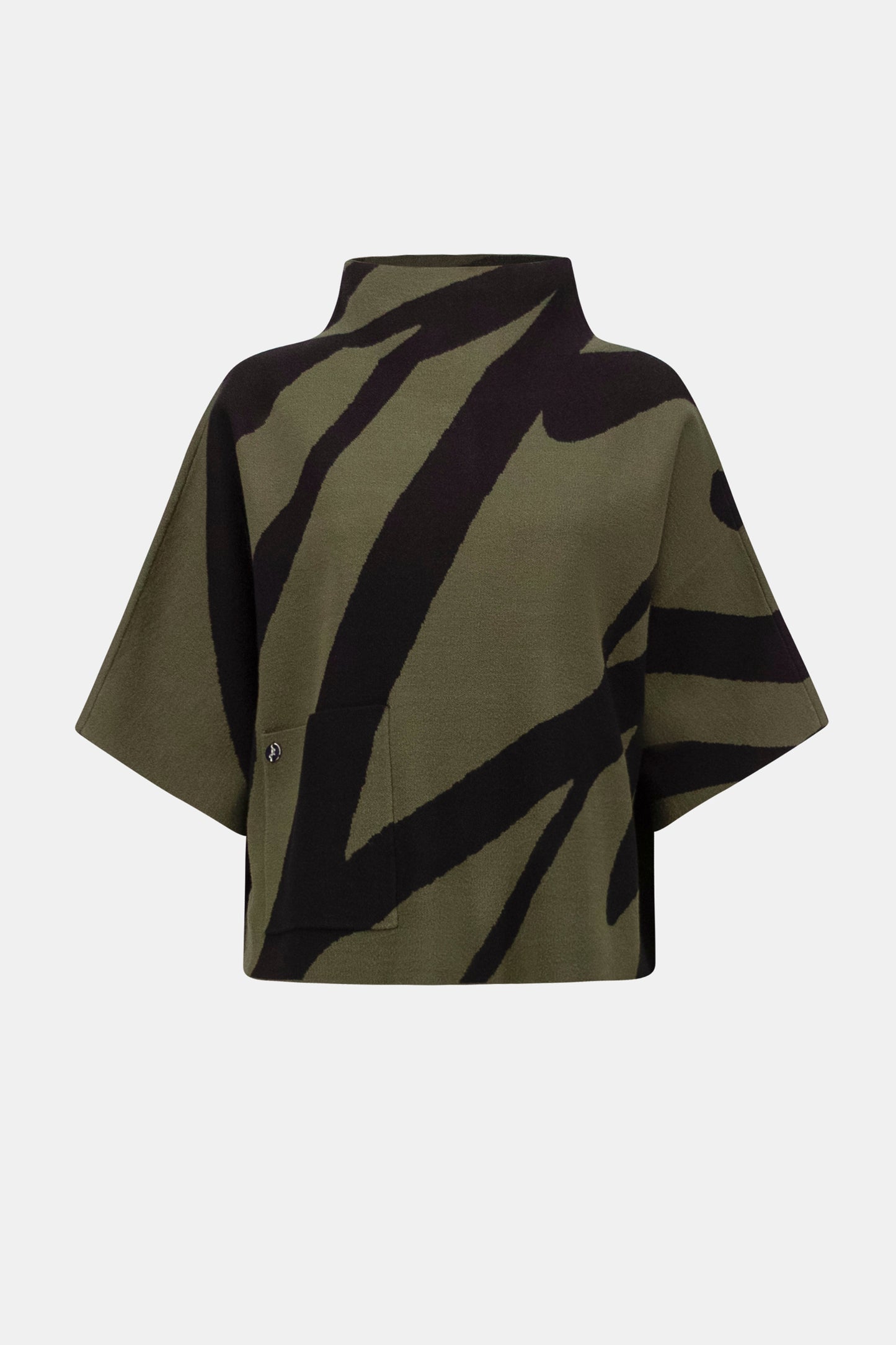 Abstract Jacquard Funnel-Neck Sweater