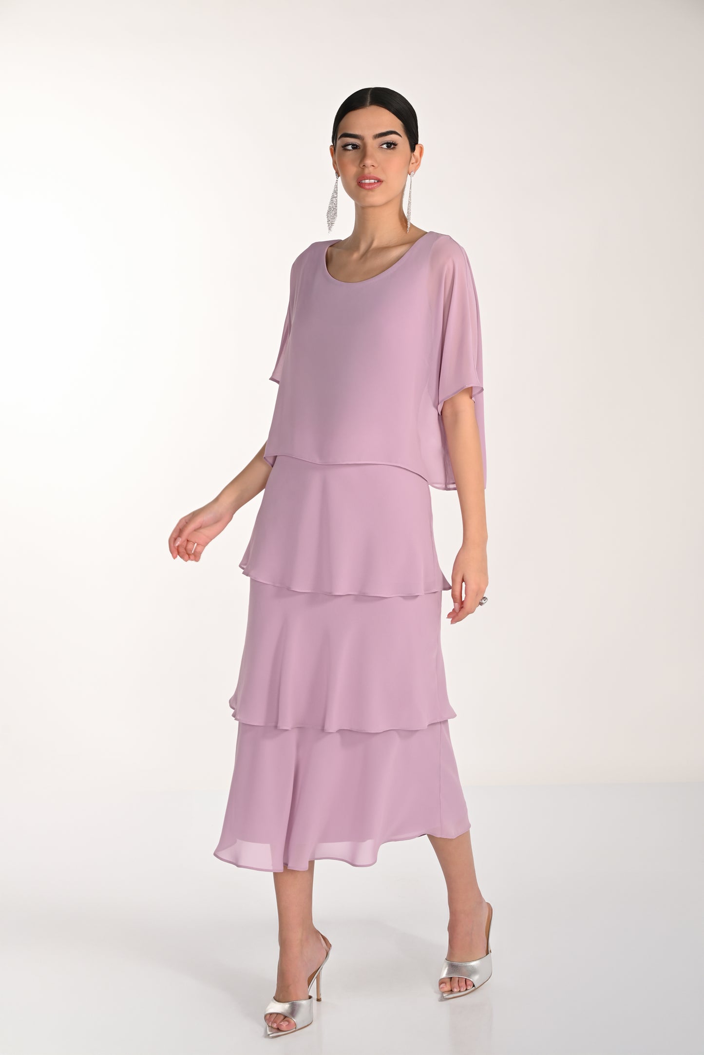 Lyman Tiered Chiffon Dress