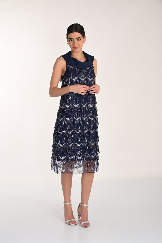 Lyman Dress - Indigo/Silver