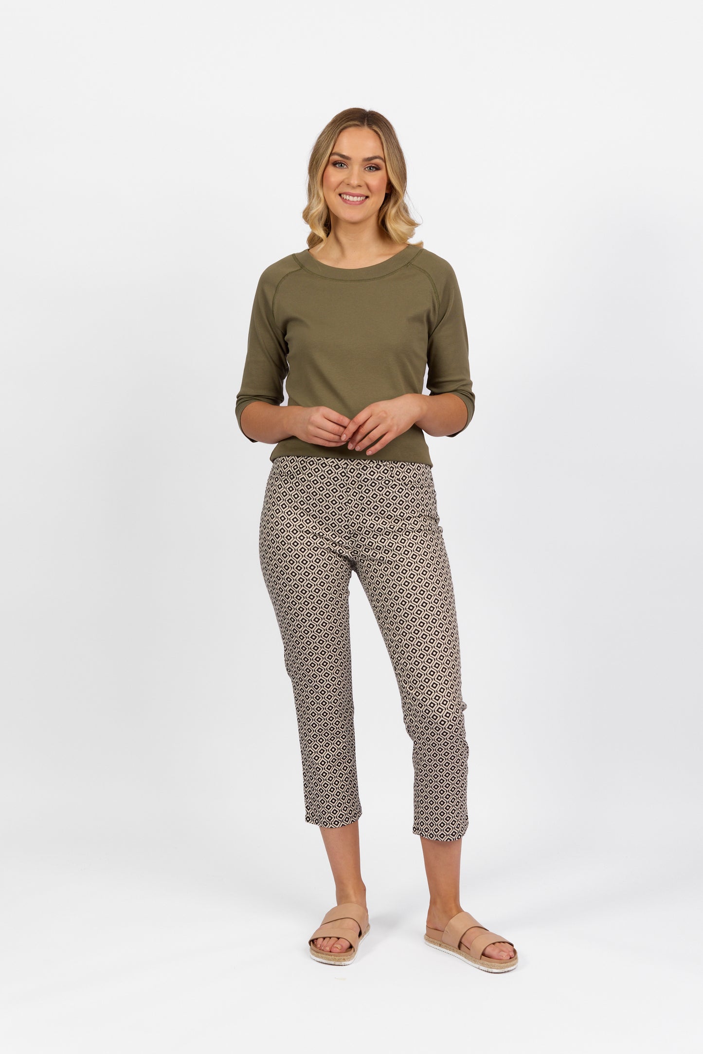 Vassalli - 7/8 Slim Leg Cotton Pull-on Pant - 274LW - Sahara