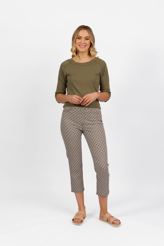 Vassalli - 7/8 Slim Leg Cotton Pull-on Pant - 274LW - Sahara - 40% Off