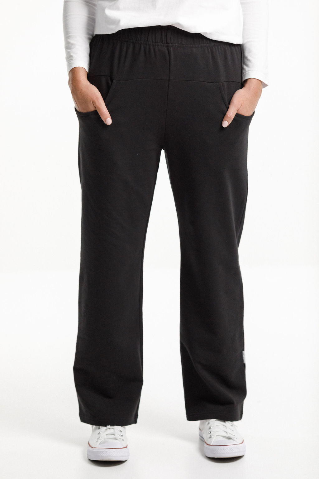 Home-Lee - Avenue Pant Wide Leg - Black with White Cross HL266