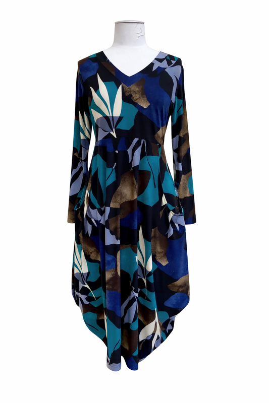 Carly Dress - Teal/Brown