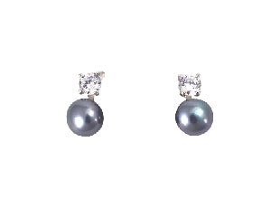 Black Rhinestone Pearl Studs - PL0325