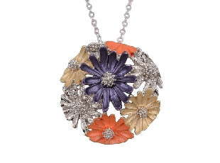 Orange/Navy Daisy Pendant - NC3555