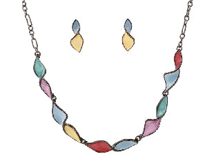 Multi Colour Wave Necklace/Earring Set - NC3654