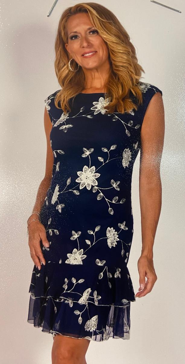 Frank Lyman - Embroidered Floral Dress - 232171 - Navy