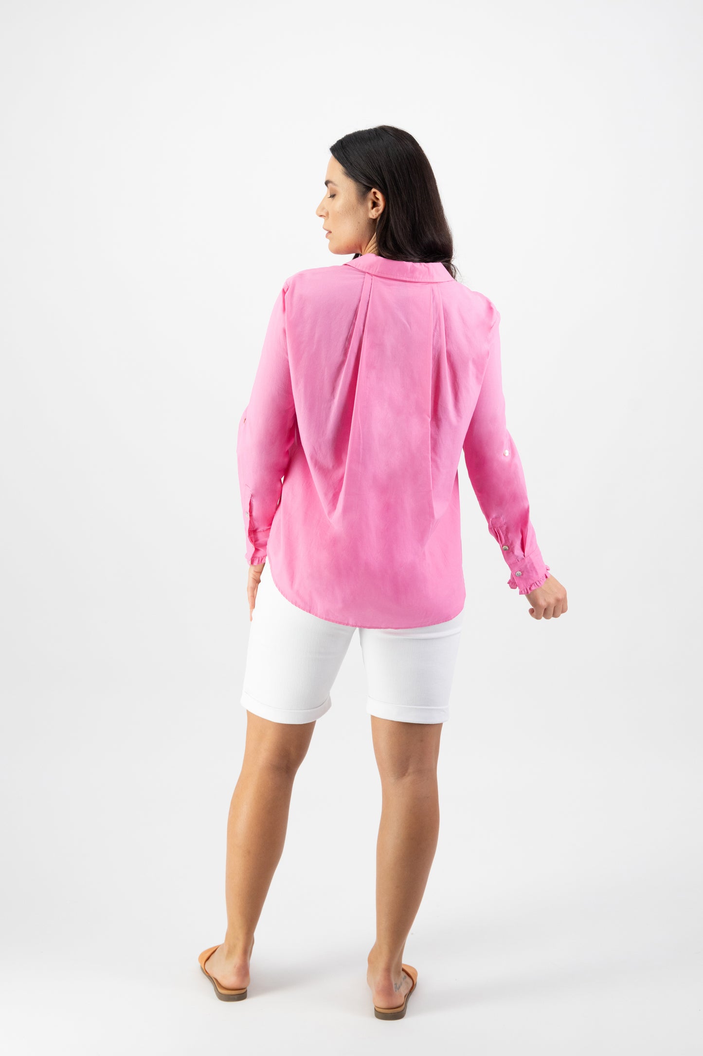 Vassalli - 4415 Cotton Shirt with Back Neck Pleat - Pink Lemonade - 70% Off 1 x 14 left