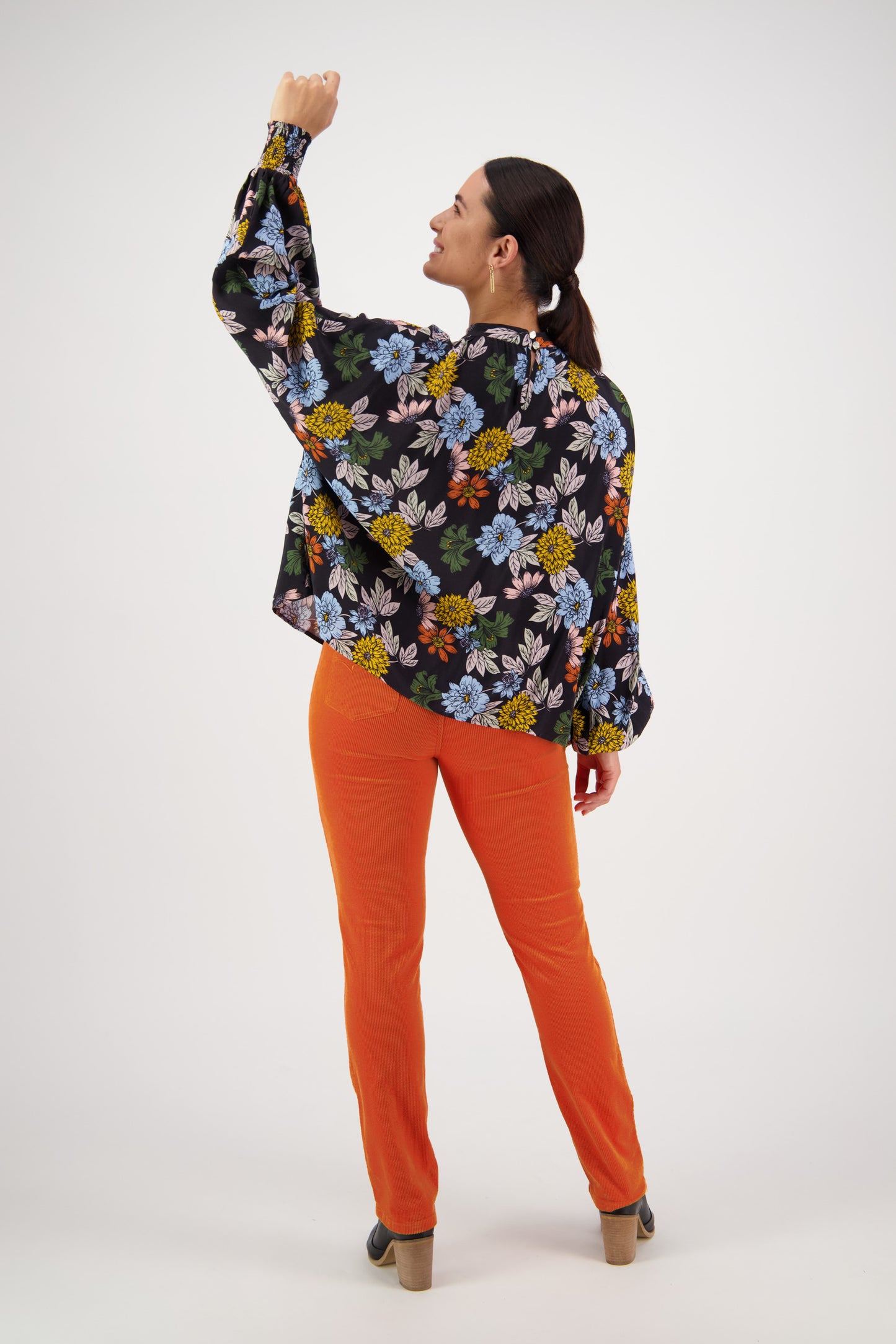 Vassalli - 4440 Asymmetrical Top with Shirred Cuff - Viva La Bloom - INSTORE