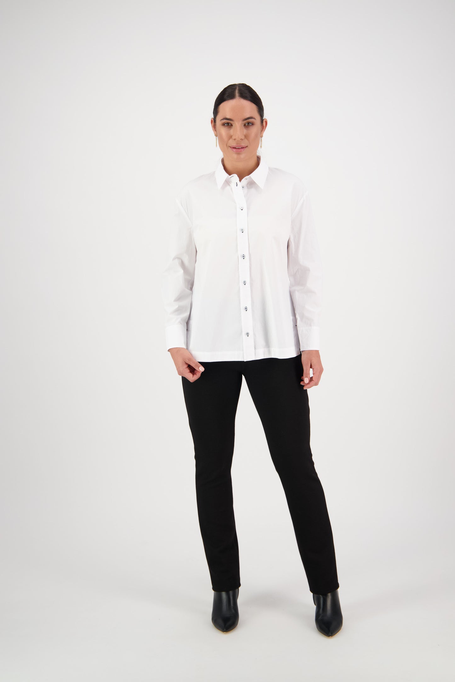 Vassalli - 4441 Shirt with Contrast Stitching - White/Ink - INSTORE