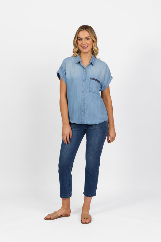 Vassalli - Tencel Shirt - 4455 - Blue Wash - 40% Off