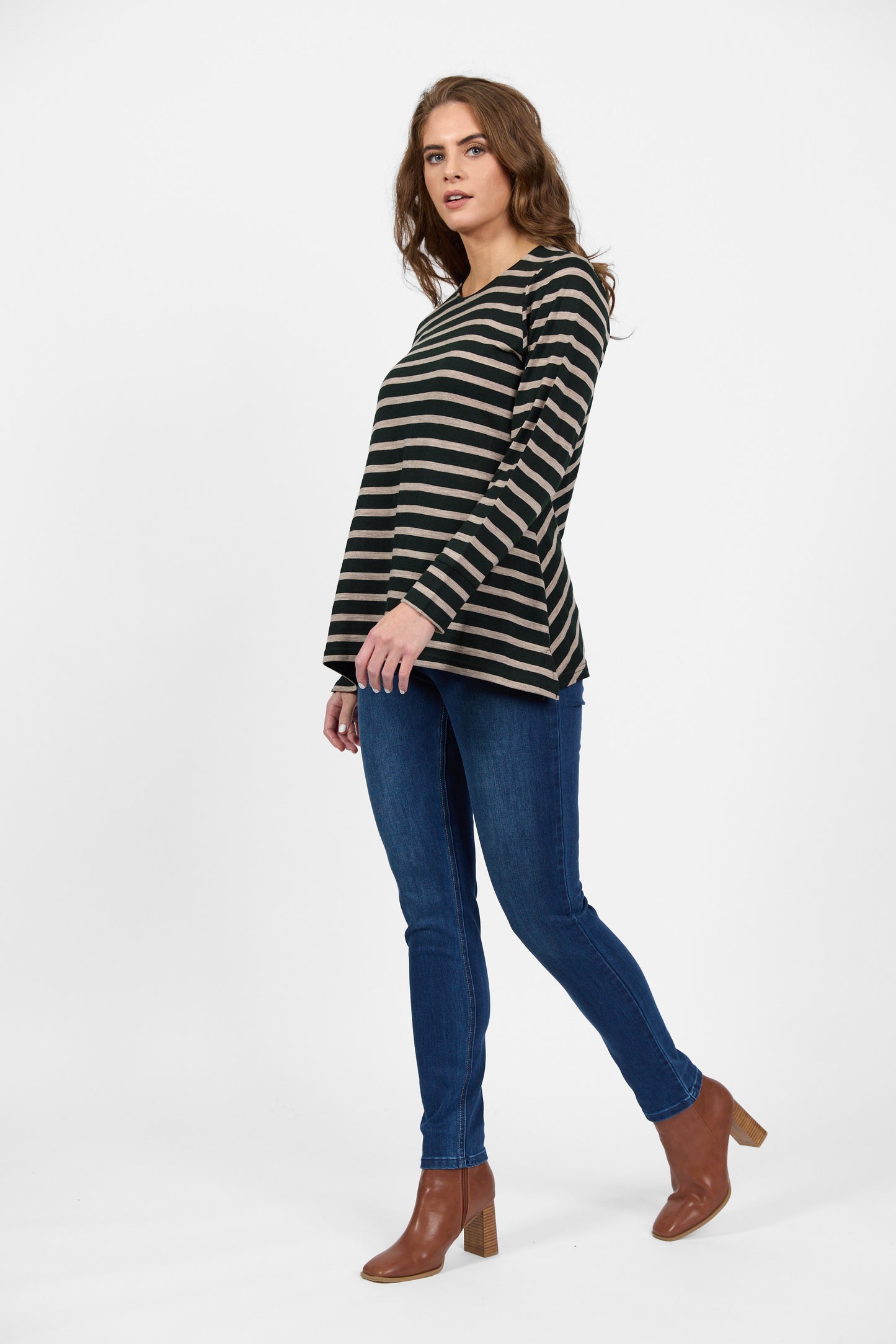 Merino Top - 4464 - Forest/Twig Stripe - Due Feb