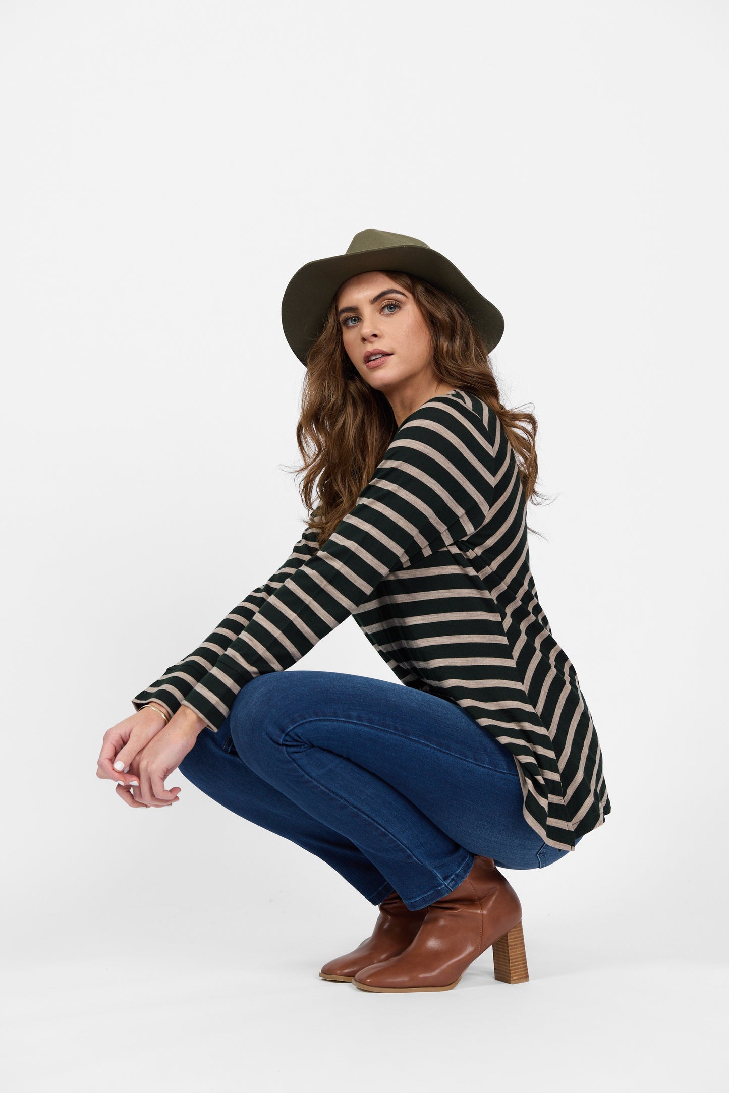 Merino Top - 4464 - Forest/Twig Stripe - Due Feb