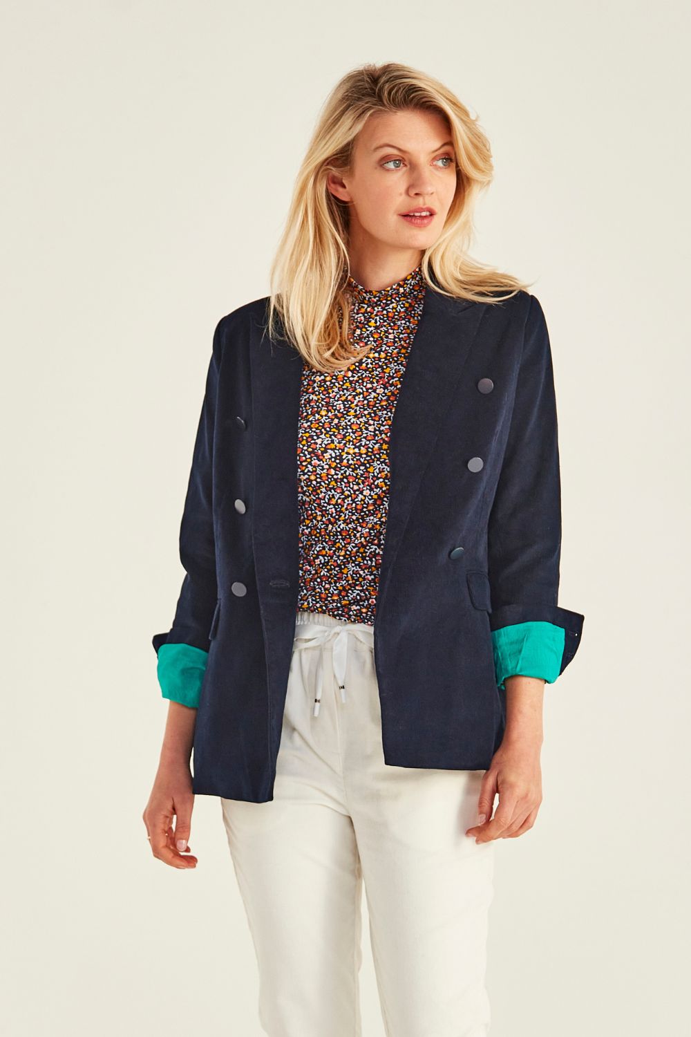 Lemon Tree - Wynona Cord Jacket - LT875 - Navy(Teal) - 50% OFF