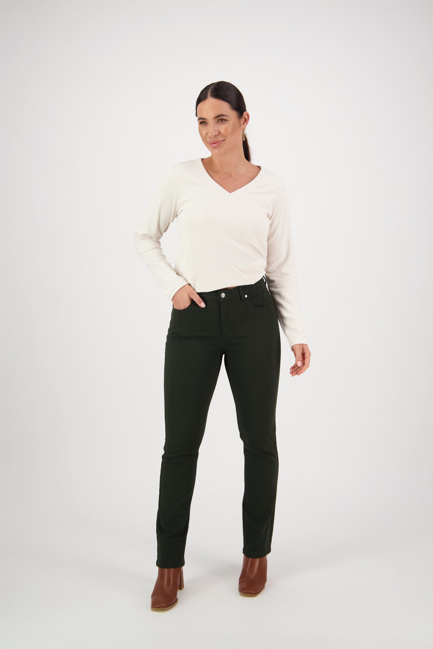 Vassalli - 5004K Slim Leg Knit Jean Carbon or Forest