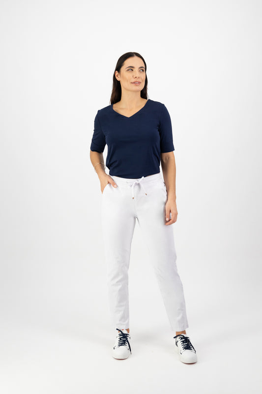 Vassalli - Ankle Grazer Slim Leg Pant - 5791 - White