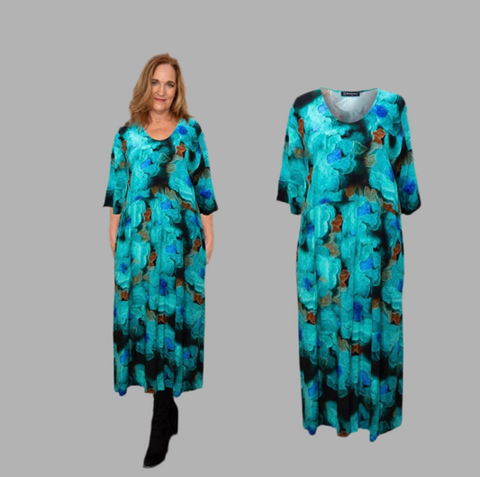 Bittermoon - Dallas Dress - D518 - Turquoise 1 x 20 left - 50% Off